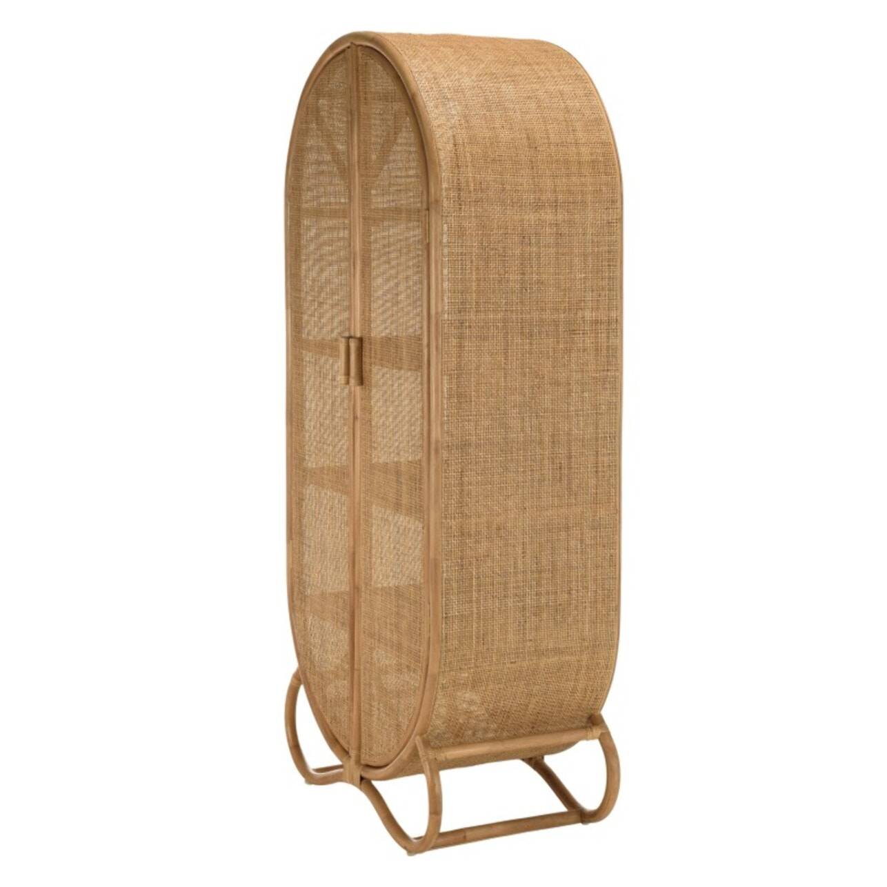 KALLY - Armoire en rotin 2 portes en cannage couleur brun miel