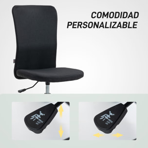 Silla de Escritorio sin Brazos Silla de Oficina Giratoria Tapizado en Lino Sintético con Altura Ajustable para Estudio Dormitorio Tocador Carga 120 kg Negro