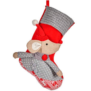 Calza di Natale grigia con design di topo.