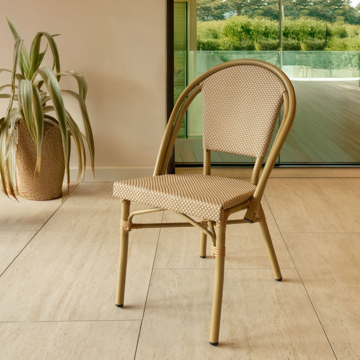 Lot de 2 fauteuils de table beige et structure en aluminium AMALFI