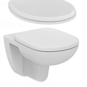 Pack WC bati support Geberit DuofixBasic + WC suspenduPorcher sans bride + plaque  DELTA50 chrome mat (PorcherGeb2)