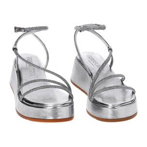 Zeppe argento in laminato con pietre