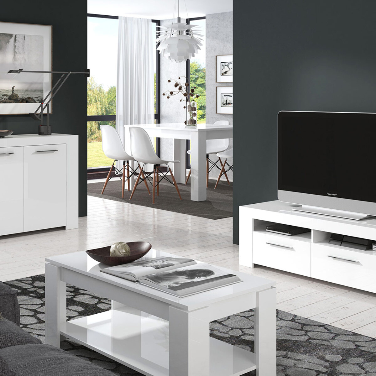 Mesa Centro Elevable 43x102x50cm Blanco Artik