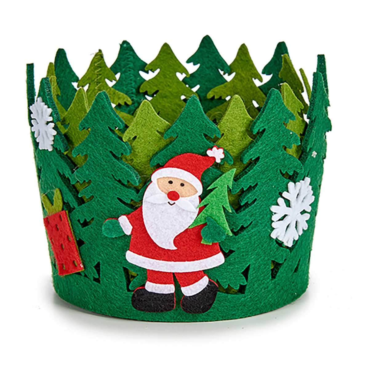 DAM Cesta redonda, decoración navidad 17x17x11,5 Cm. Color: Verde