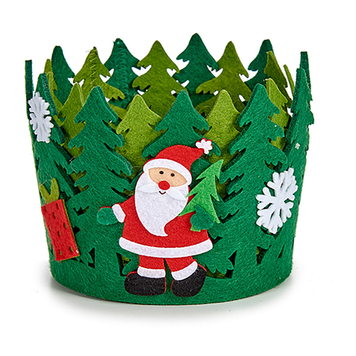 DAM Cesta redonda, decoración navidad 17x17x11,5 Cm. Color: Verde