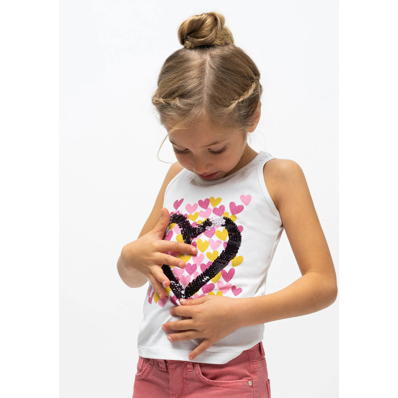 Camiseta de Niña Corazones Blanca