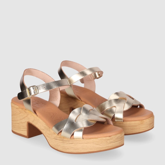 Sandalias de Piel - Oro - Tacón: 6 cm