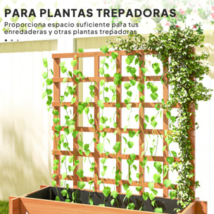 Jardinera con Enrejado de 3 Niveles, Jardinera Exterior Grande de Madera para Plantas Trepadoras, con Tela no Tejida, Macetero Elevado para Jardín, Patio, Terraza, 95x95x110 cm, Marrón