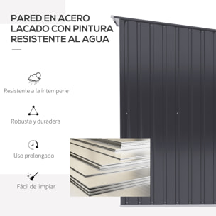 Caseta de Jardín 0,92 m² 100x103x160 cm Cobertizo Exterior de Acero Galvanizado con Puerta Cerradura y Techo Inclinado para Almacenamiento de Herramientas Gris Oscuro