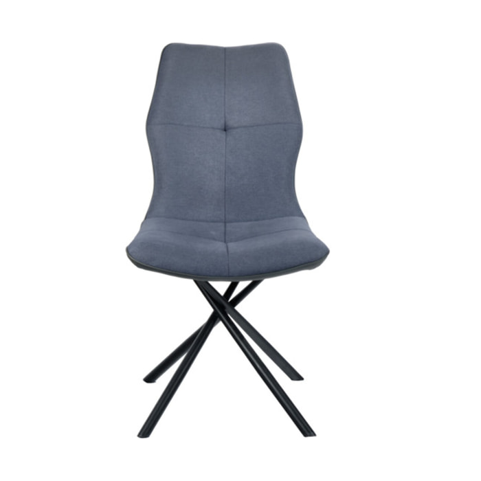 Chaise design en tissu avec piètement en métal noir - ALINE