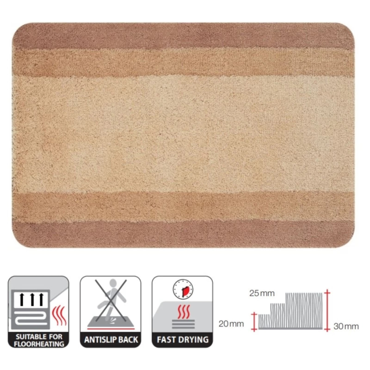 Tapis de bain Polyester BALANCE Beige Spirella