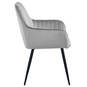 Sedia con braccioli Solden in velluto grigio argento