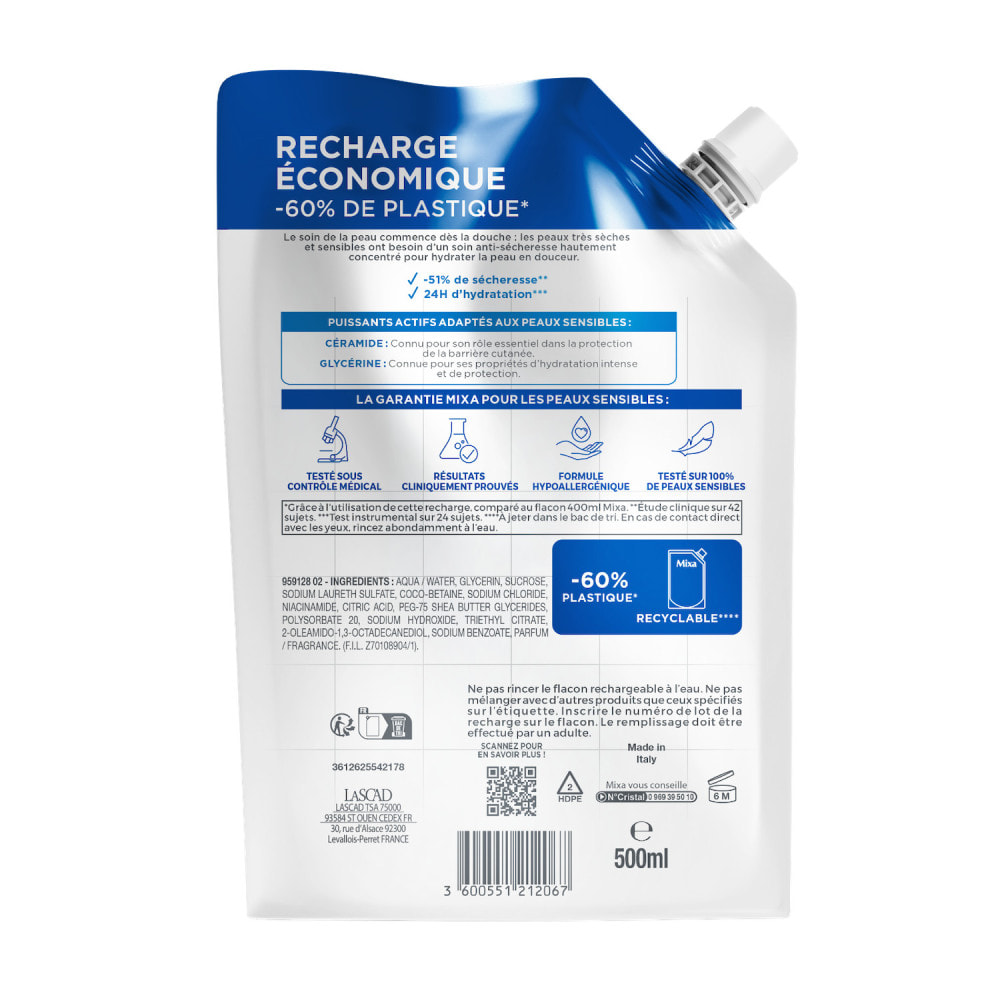 Mixa Gel douche Céramide Protection Recharge 500ml
