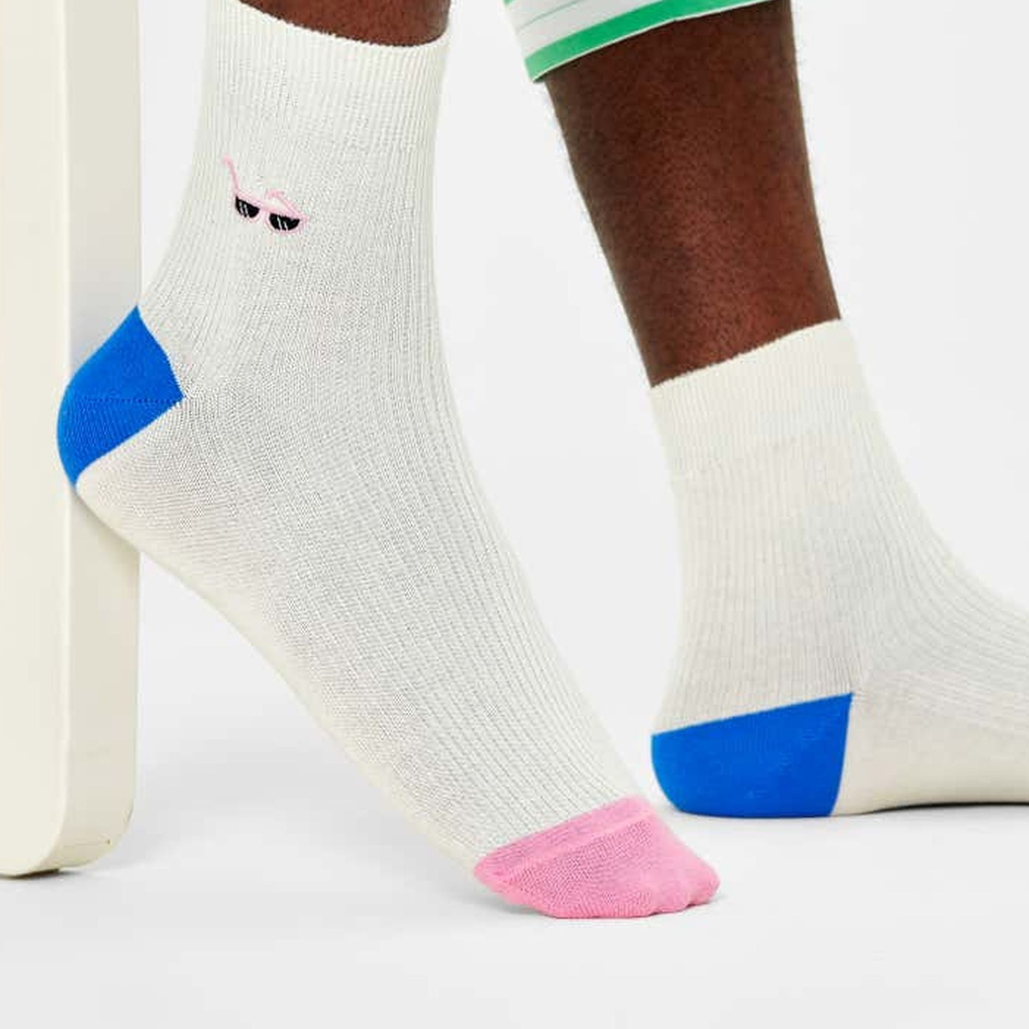 Calcetines ribbed embroidery sunny days 1/2 crew