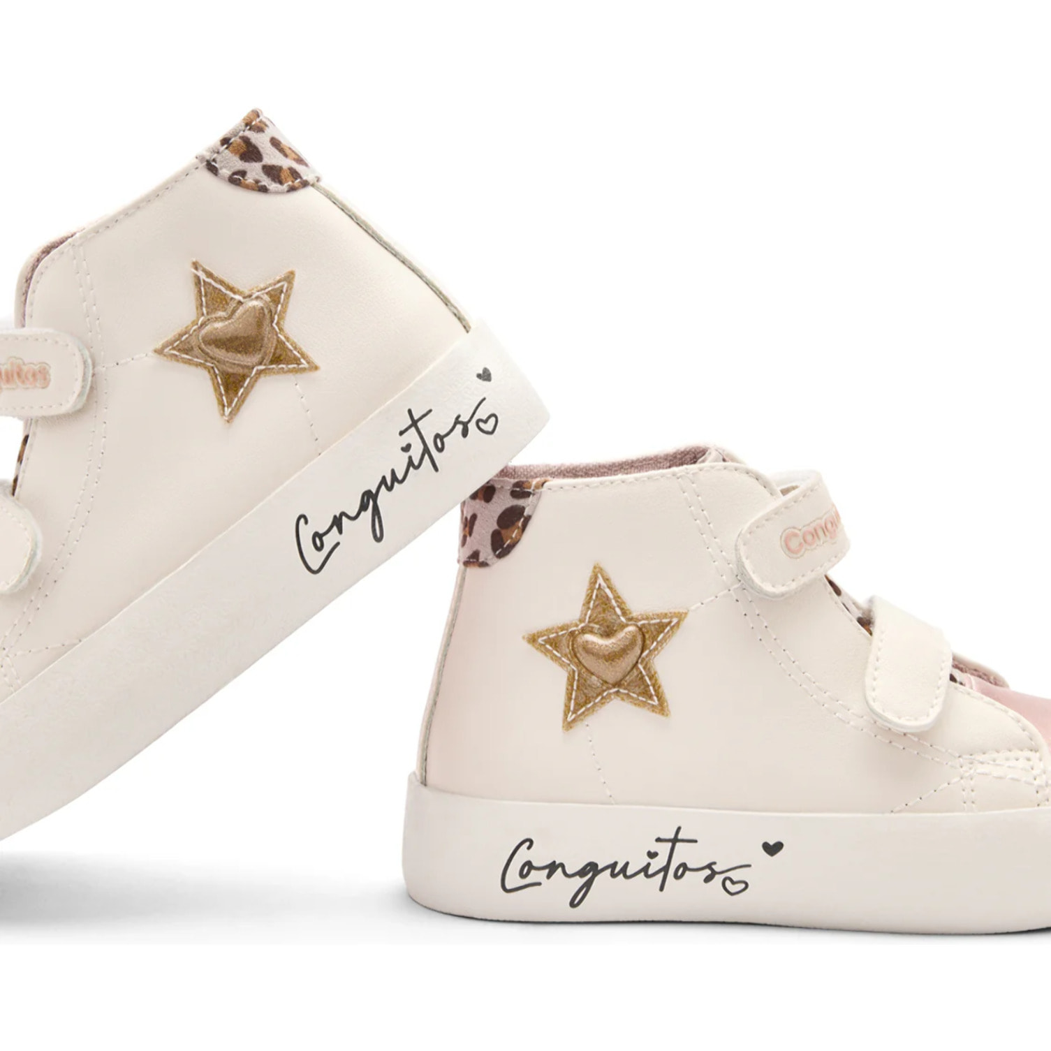 Sneakers alte da bambina con doppio cinturino adesivo e stampa a stella