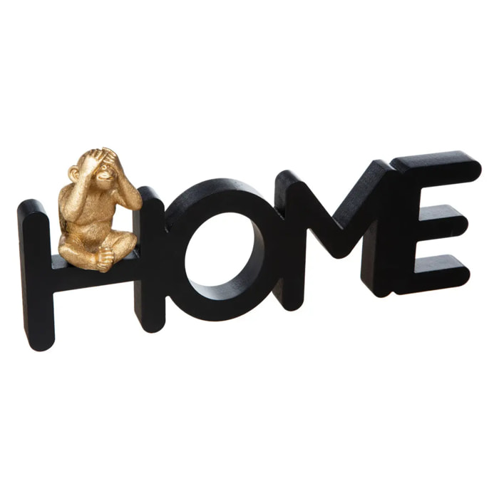 Mot déco "Kama" singe bois noir 37,3x16cm