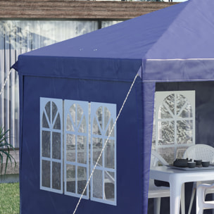 Carpa Plegable 6x3 m con 4 Laterales Desmontables Cenador de Jardín con 4 Ventanas Visibles y Bolsa de Transporte para Patio Terraza Azul