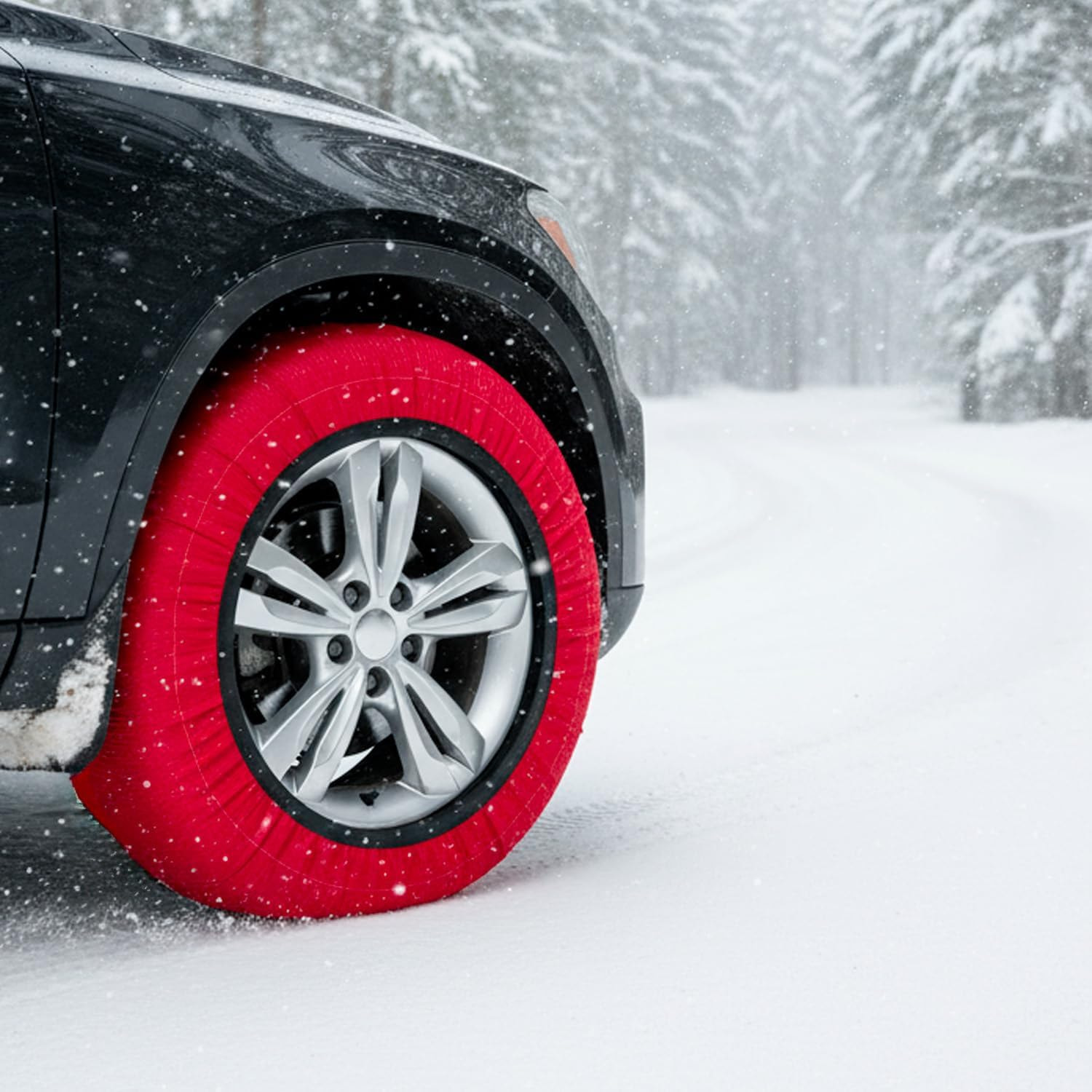 Calze da Neve Omologate EN 16662-1 Per Auto SUV Coppia di Catene Tessili Antisdrucciolo per Pneumatici R13-R18 Facili da Montare Con Guanti e Borsa S