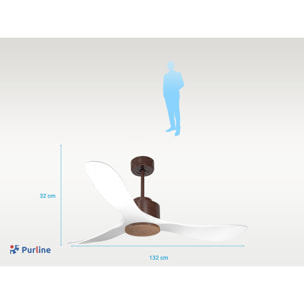 Ventilateur de plafond Wifi Moteur à courant continu Télécommande Hypersilence Mémoire Shopify Vendible (AUTOMATIQUE) 40   W brun
