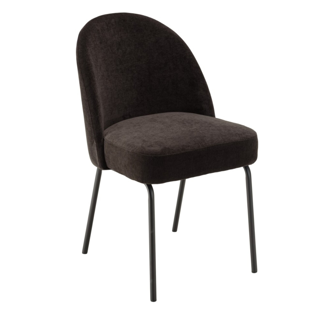 ULYSSE - Lot de 2 chaises tissu noir pieds acier noir