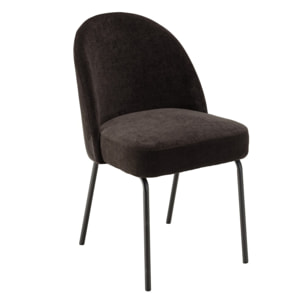ULYSSE - Lot de 2 chaises tissu noir pieds acier noir