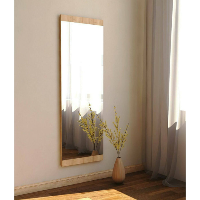 Specchio Fiammetta, Specchiera, Articolo d'arredo a muro, Decorazione con specchio, 40x2h120 cm, Rovere