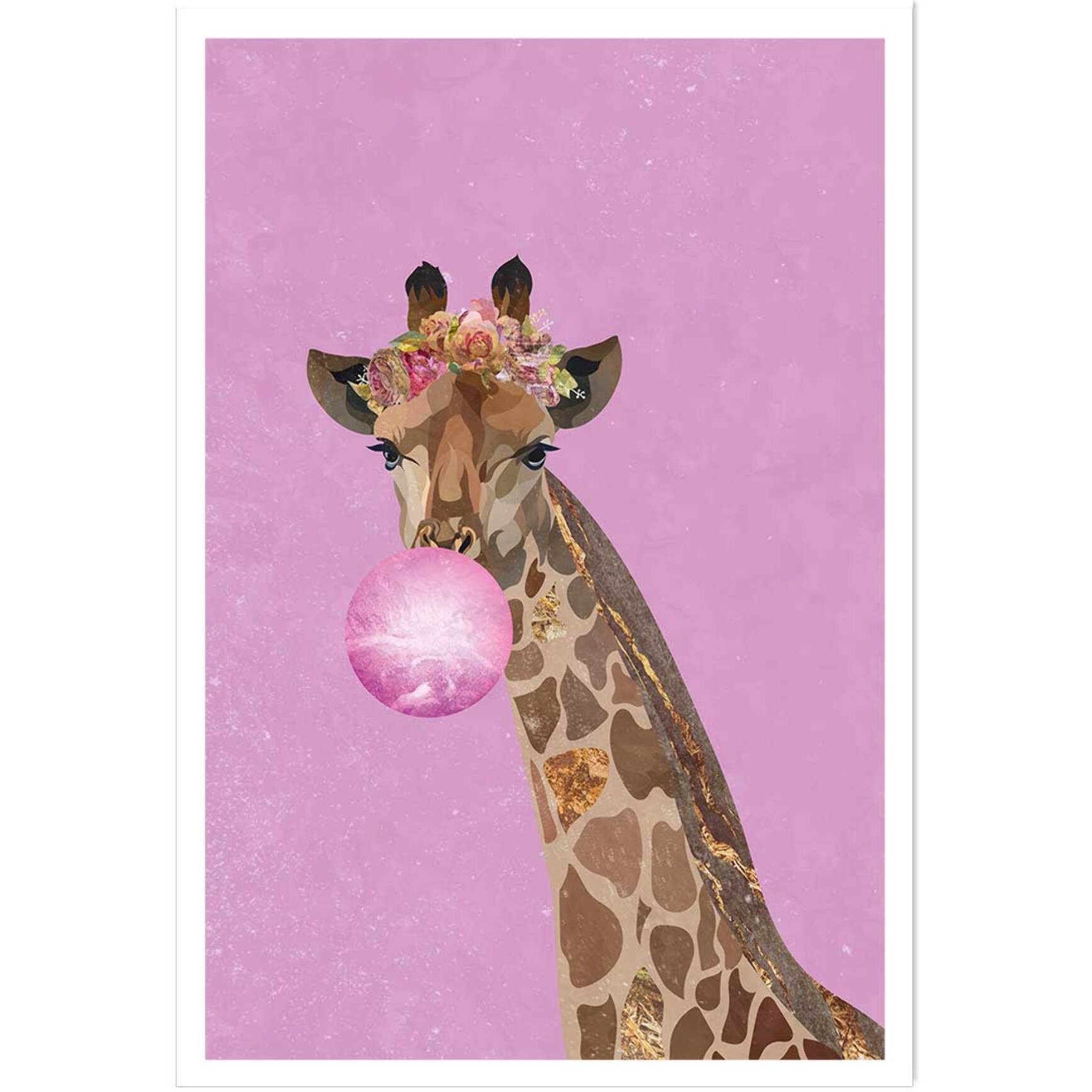 Affiche enfant girafe rose Affiche seule