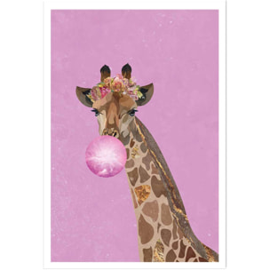 Affiche enfant girafe rose Affiche seule
