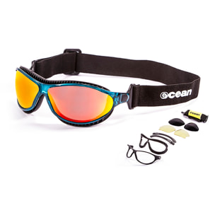 Gafas de deportes acuáticos OCEAN TIERRA DE FUEGO - Azul transparente / Revo roja