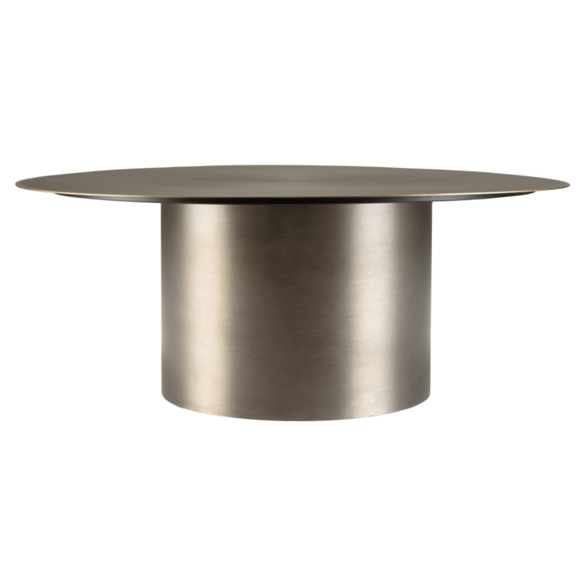 JAMES - Table basse ronde 80x80cm en fer noir et bordure dorée