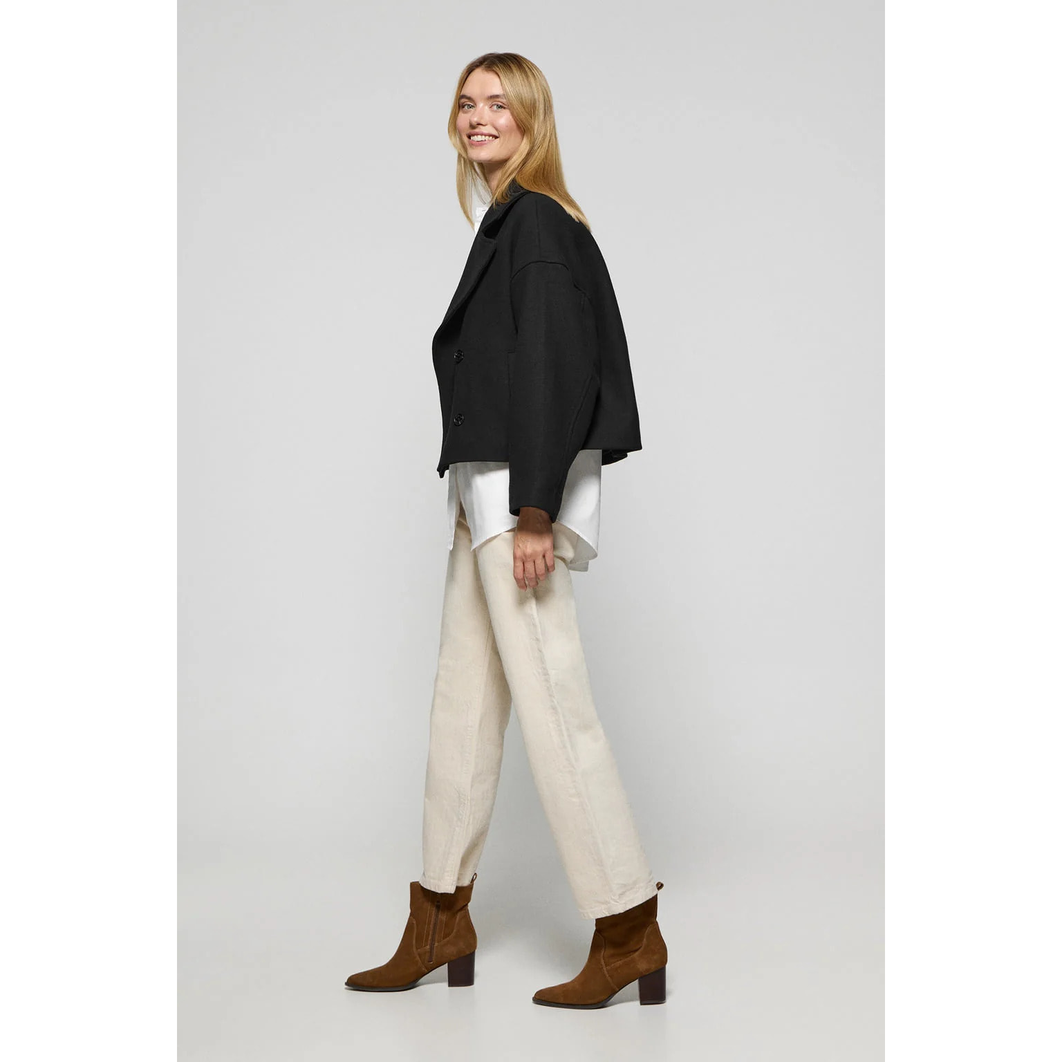 Giaccone corto Lona nero doppiopetto con particolari Polo Club