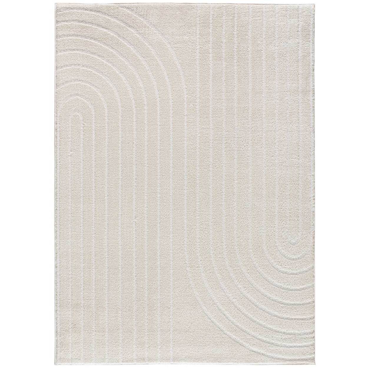 BLANCHE Alfombra  geometrica con relieve en blanco, varias medidas disponibles.