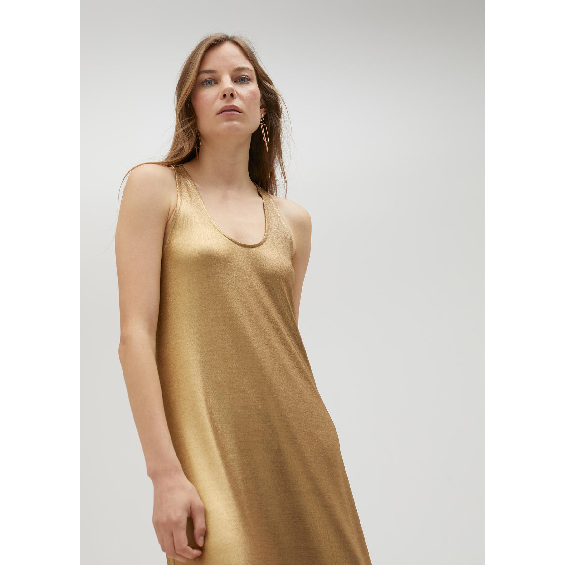 Vestito lungo dorato con spalline