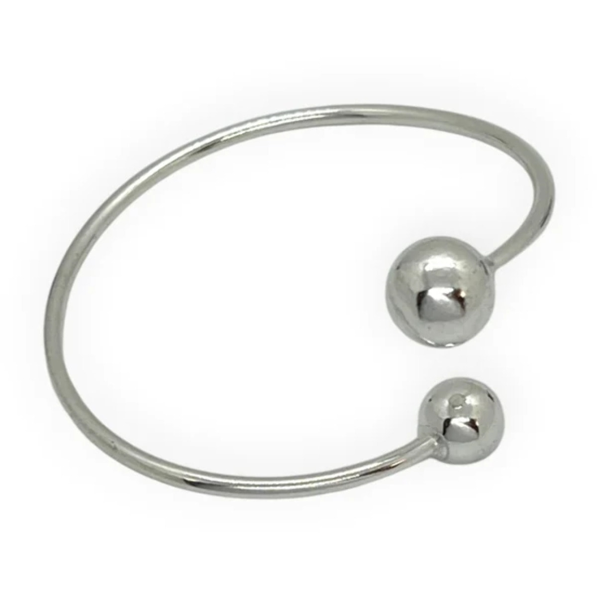 Pulsera aro laton y doble bola en plata chapado 10µ