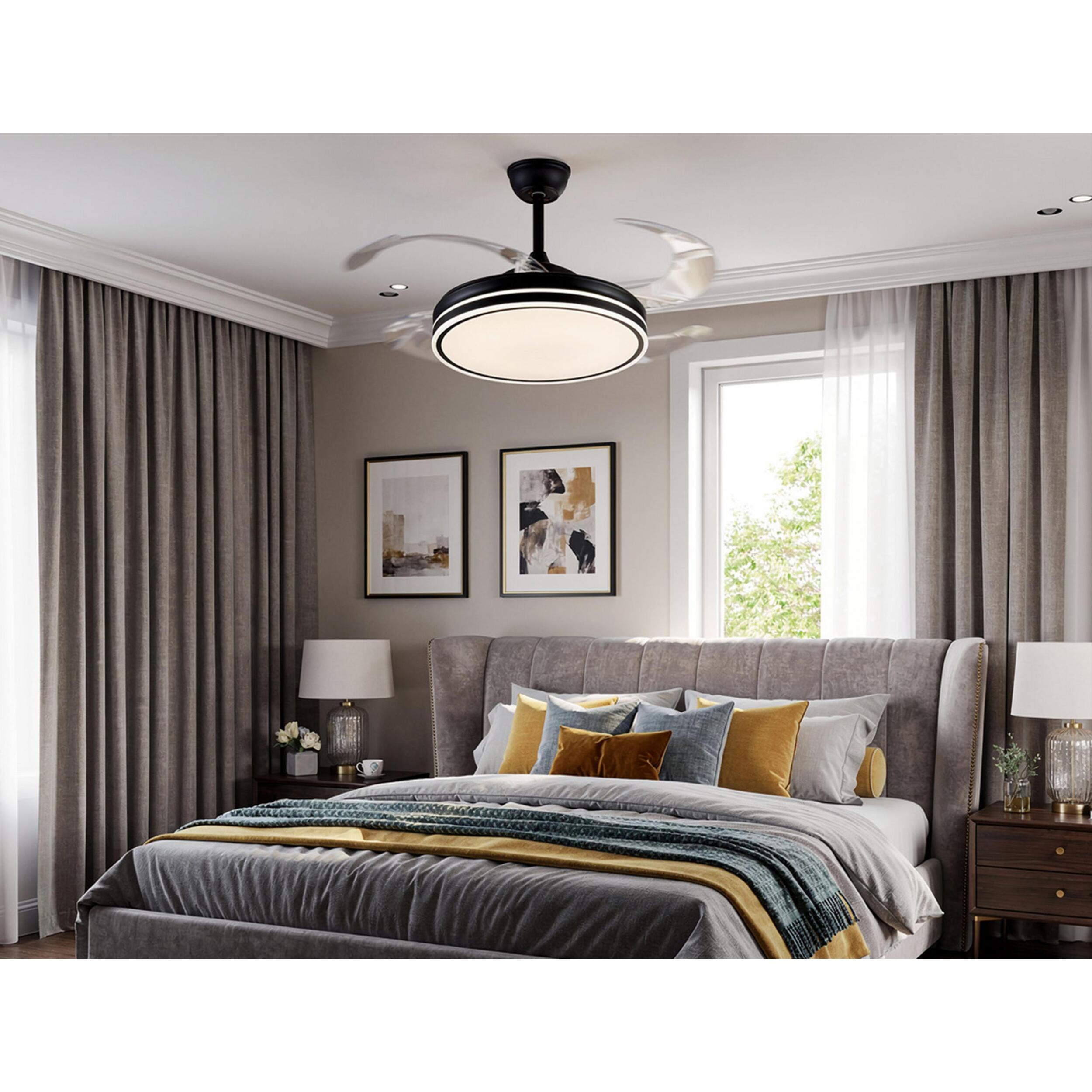 Ventilateur de plafond rétractable avec lumière LED et minuterie