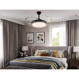Ventilateur de plafond rétractable avec lumière LED et minuterie