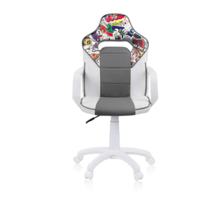 Silla gaming DRW Sticker - Blanco - Gris DRW