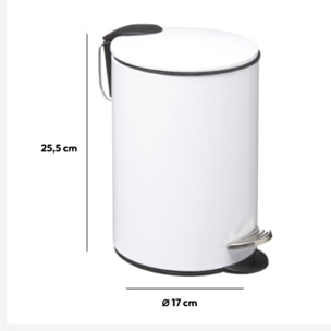 Poubelle métal soft close 3L "Colorama" blanc