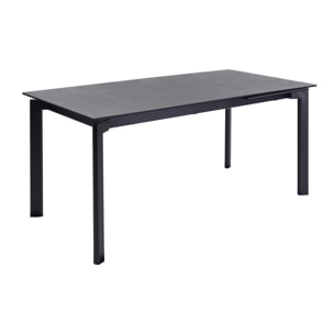 Table à manger extensible en céramique noire et métal L180-240 cm CARA