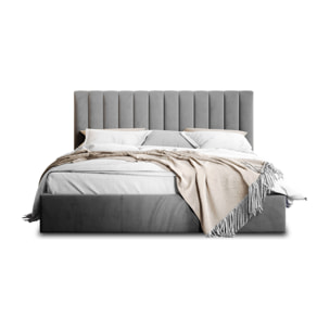 Rosario - lit coffre - 180x200 - sommier inclus - en velours - Gris