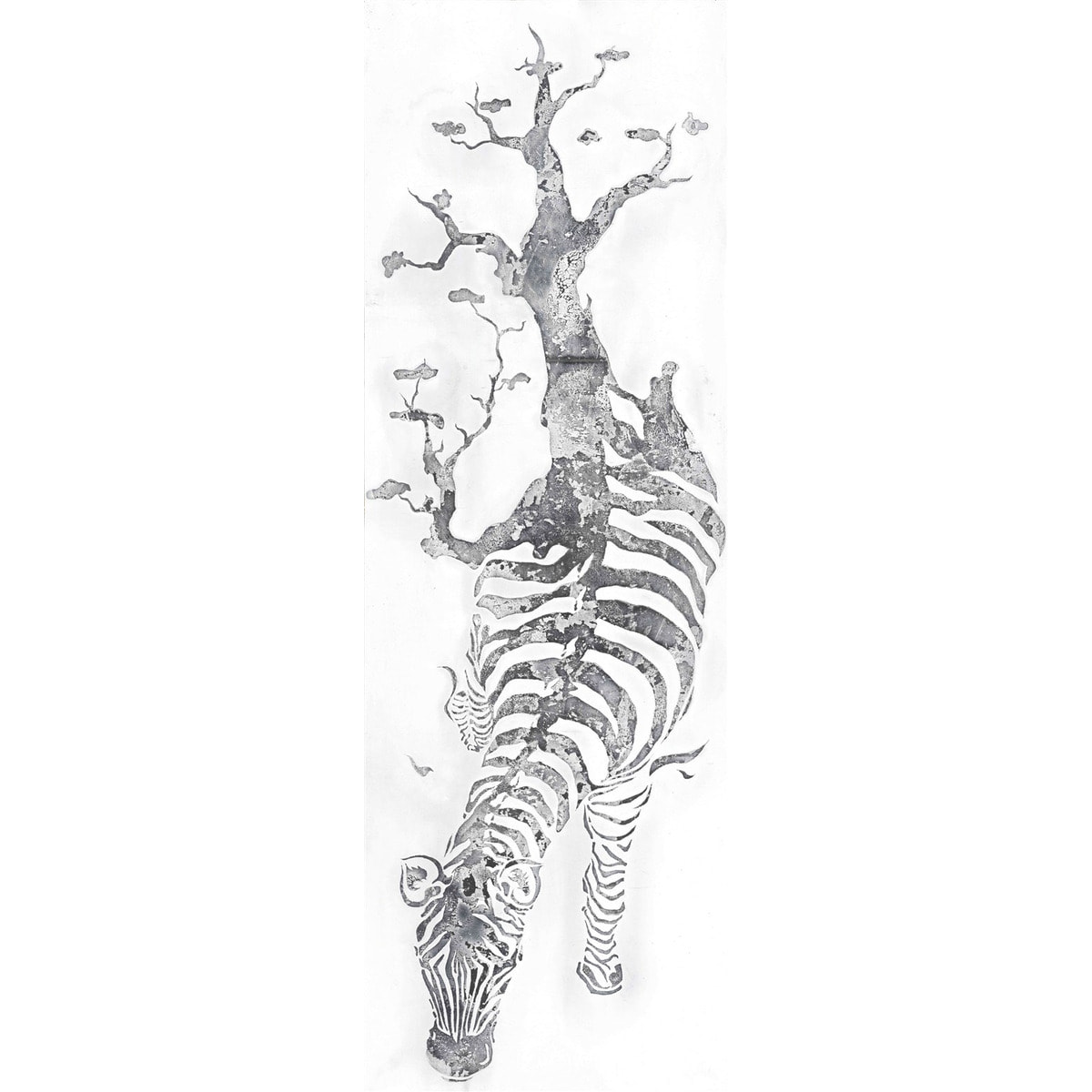 Quadro dipinto a mano Serengeti zebra e albero 50x150 acrilico su tela