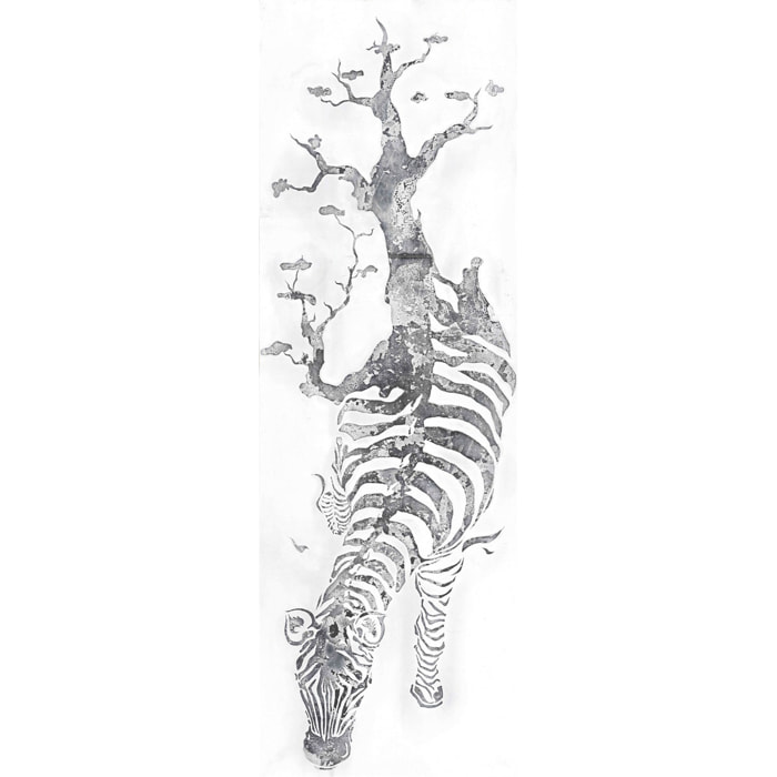 Quadro dipinto a mano Serengeti zebra e albero 50x150 acrilico su tela