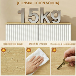 Mueble Bajo Lavabo, Mueble de Baño con Estante Ajustable, Puertas Acanaladas y Patas de Madera, para Lavabo sin Pedestal, 60x30x61 cm, Blanco