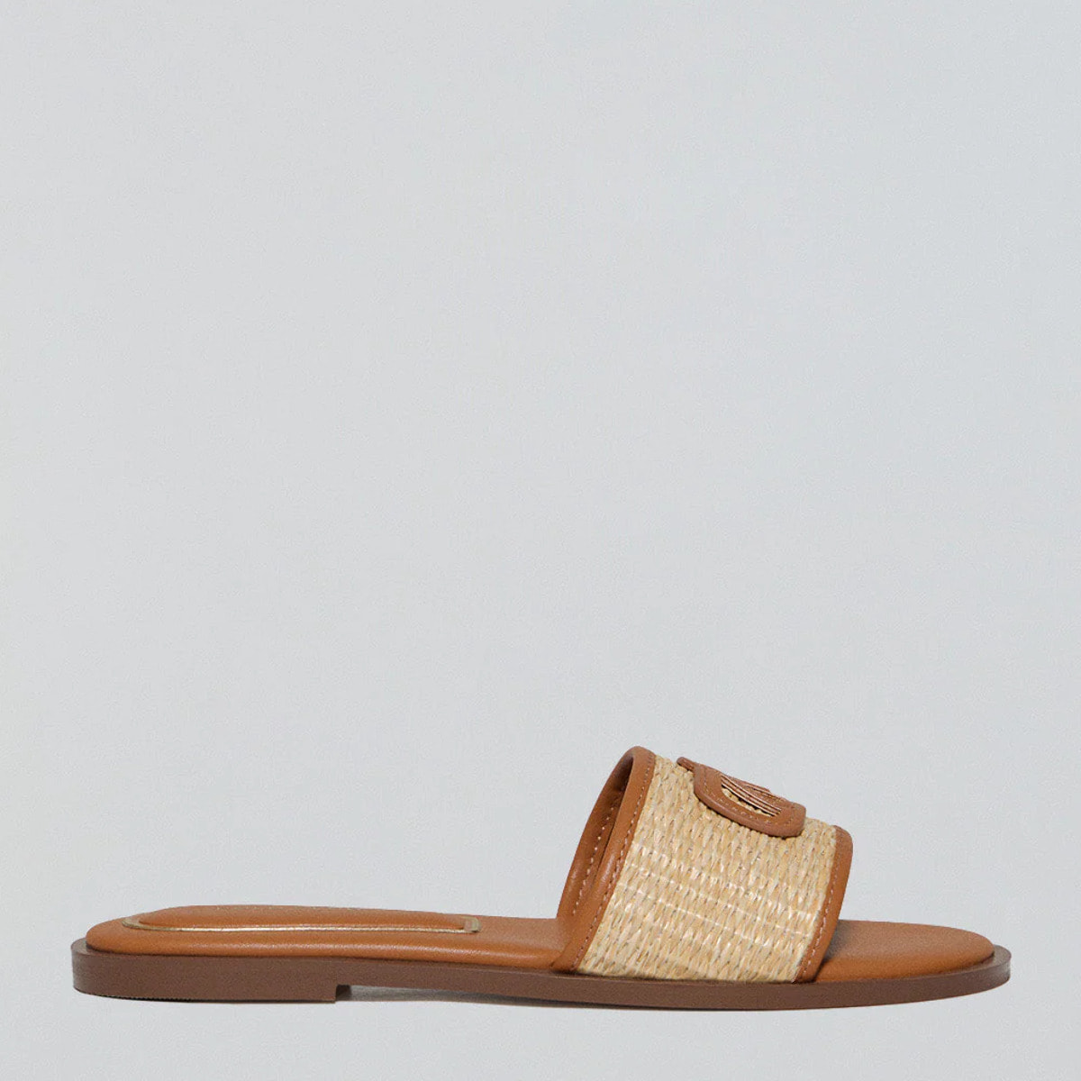 Sandali Greta marroni in rafia con logo PC