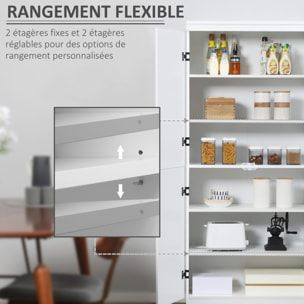 Armoire de cuisine buffet de salle à manger avec 4 portes 6 étagères de rangement style moderne 76 x 40 x 177 cm blanc