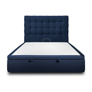 Lit avec sommier et tête de lit capitonnée - Velours au style chic - Adapté à tous les matelas, montage rapide - Finition élégante