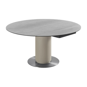 Table extensible ronde 90 à 150 cm céramique gris pied métal - GIGI