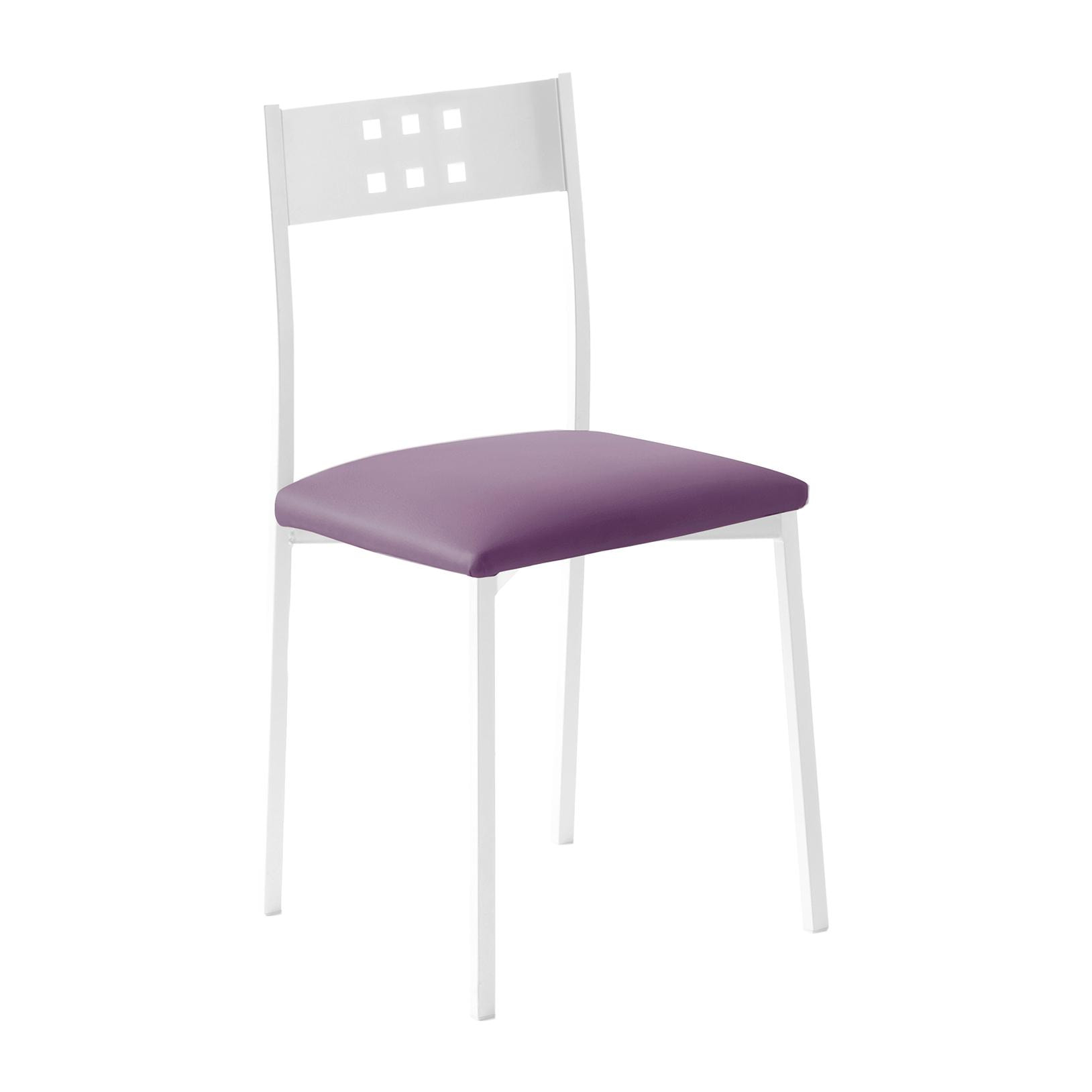 Set 4 sillas NIZA - tela morado , blanco - 41x47x86cm