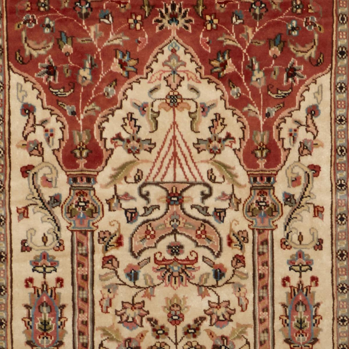 Authentique tapis d'orient, noué à la main en laine et soie