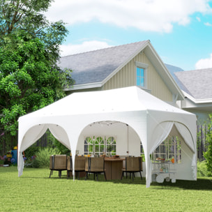 Tonnelle pliante 3x6m imperméable anti-UV, barnum avec 6 parois & 6 sacs de sable - tente de réception 12 trous de drainage - pavillon pop-up, 4 fenêtres église pour mariage, marché - blanc